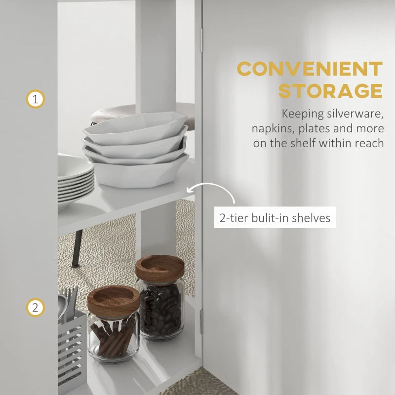 Versatile Four-Person Drop Leaf Dining Table on Wheels - Stylish White Finish for Space-Saving Dining Solutions