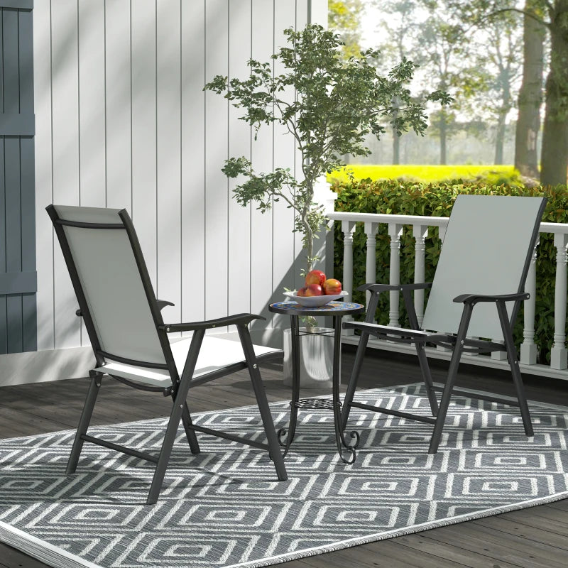 35.5 cm Round Blue Mosaic Garden Table - Ceramic Tile Top Outdoor Bistro Table with Shelf for Patio, Balcony, Indoor Use