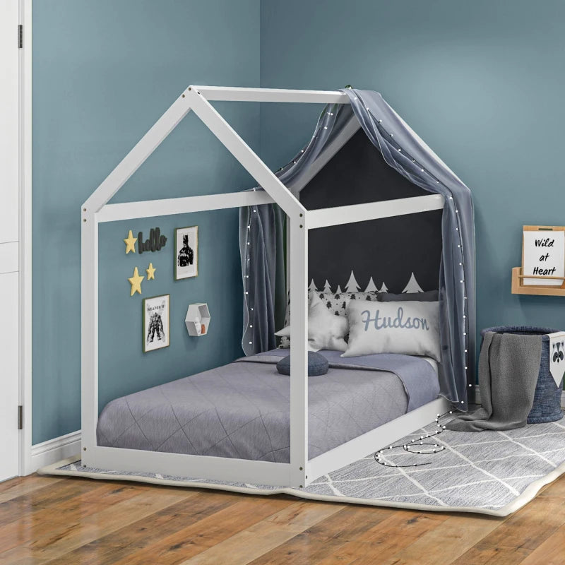 Scandinavian Style Wooden Single Bed Frame - Pine Wood Base for 90x190cm Mattress - Modern White Design