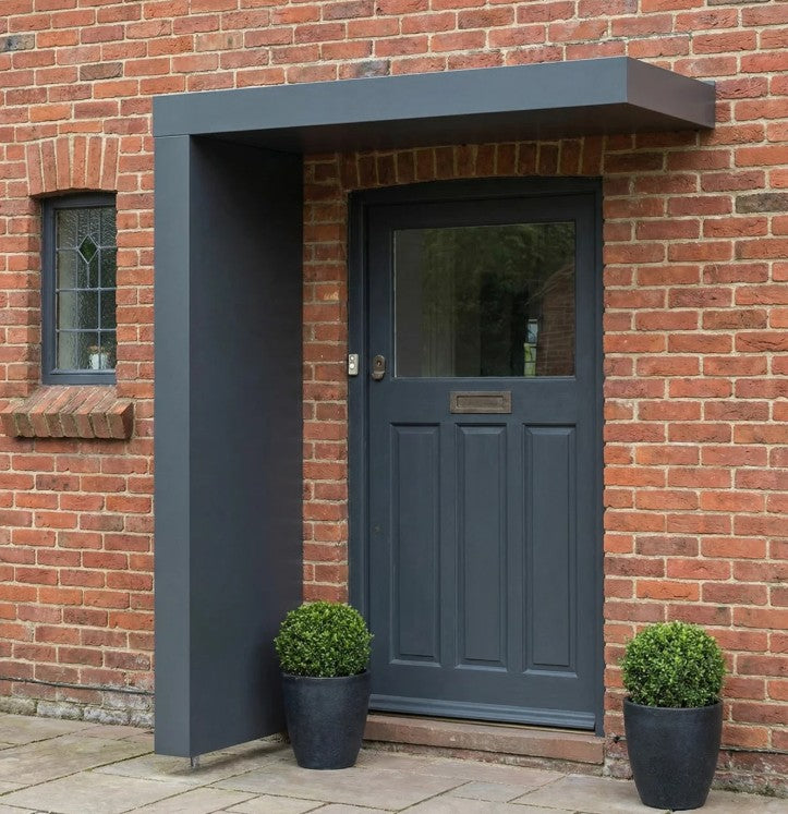 160x90cm Aluminium Canopy With LED Light Strip & Side Panel - Anthracite Grey (Left or Right)