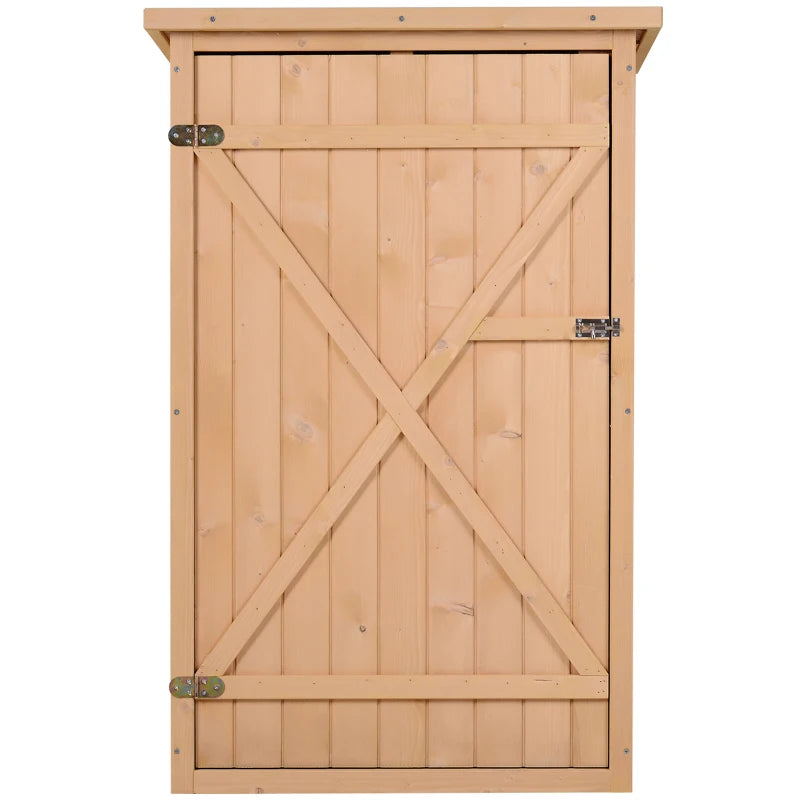 Wooden Garden Storage Shed with Shelves and Bolt Latch 75L x 56W x 115H cm Natural Finish
