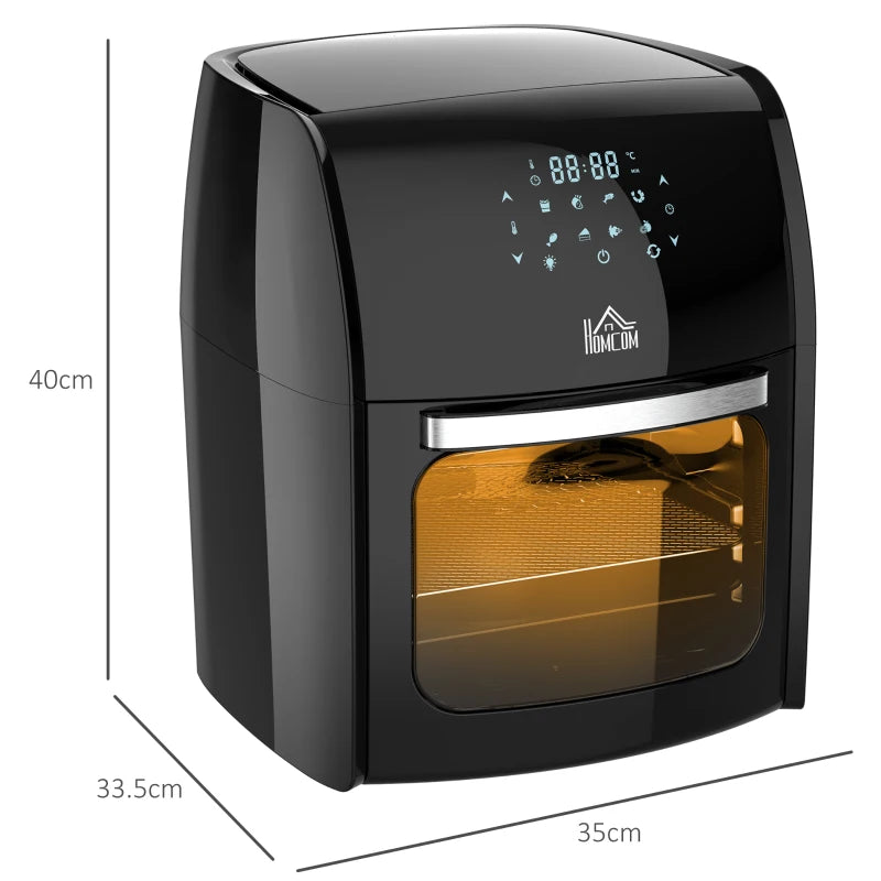 12L 8-in-1 Digital Air Fryer Oven - Roast, Bake, Dehydrate, 8 Presets, 1800W, Timer, Inner Light, Black
