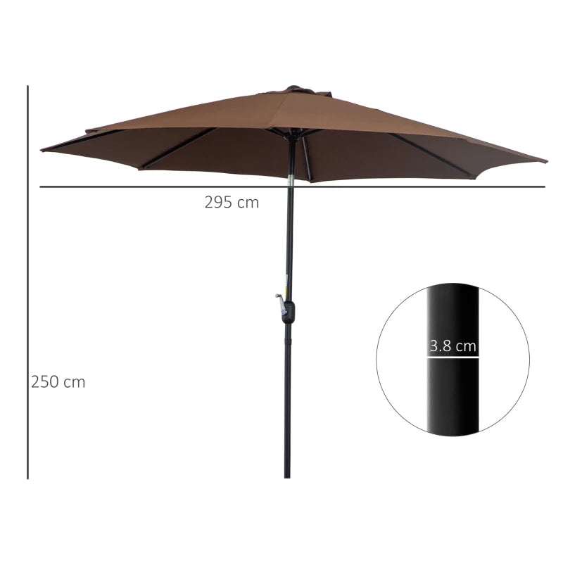 3m Tilted Garden Umbrella with Crank Handle, Sun Shade for Outdoor Spaces - Blue