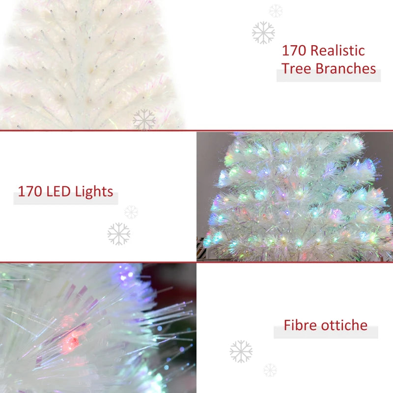 4ft Prelit Artificial Christmas Tree with Fiber Optic LED Lights - White Holiday Home Xmas Decoration