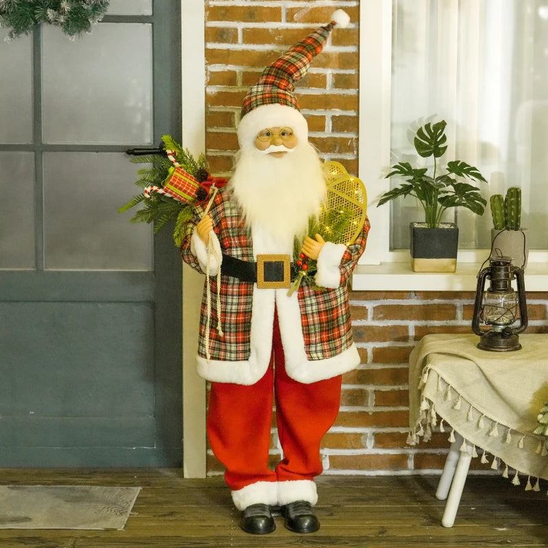 4'3" Animated Santa Claus Figure with Sound & Lights - Festive Red & Green Holiday Decoration for Christmas