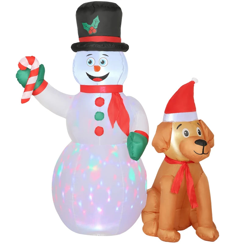 6FT Christmas Inflatable Snowman & Dog with LED Lights - Blow Up Holiday Decoration for Indoor & Outdoor Garden Decor