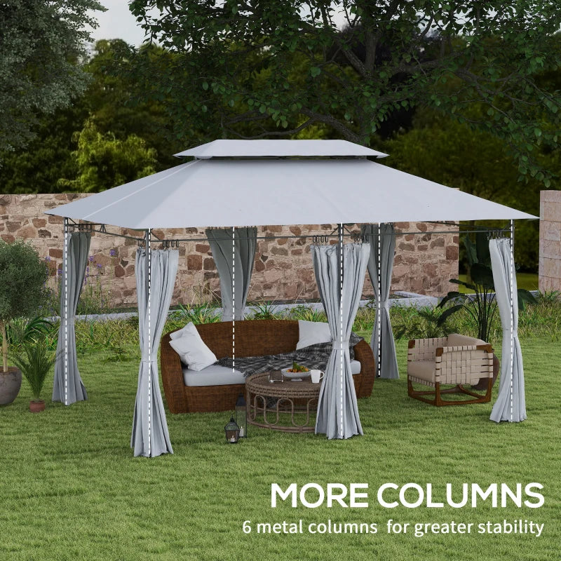 3m x 4m Dark Grey Metal Frame Two-Tier Roof Gazebo
