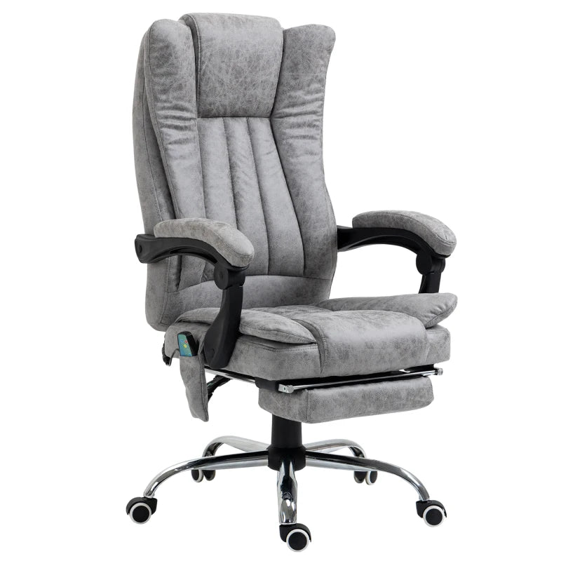 Vinsetto 6-Point Vibrating Massage Office Chair with Heat - Breathable Faux Leather, High Back, Adjustable Height, Grey