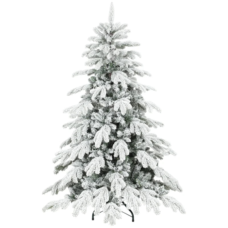 5ft Super Flocked Christmas Tree - Lush Green & White Snowy Tips - Perfect Holiday Decor for Home & Office
