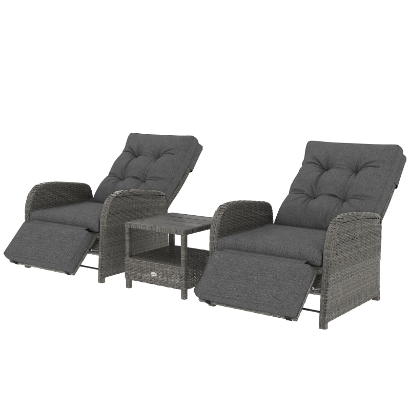 2 Seater Grey Rattan Wicker Chaise Lounge Sofa Set with Cushions for Patio Garden Porch