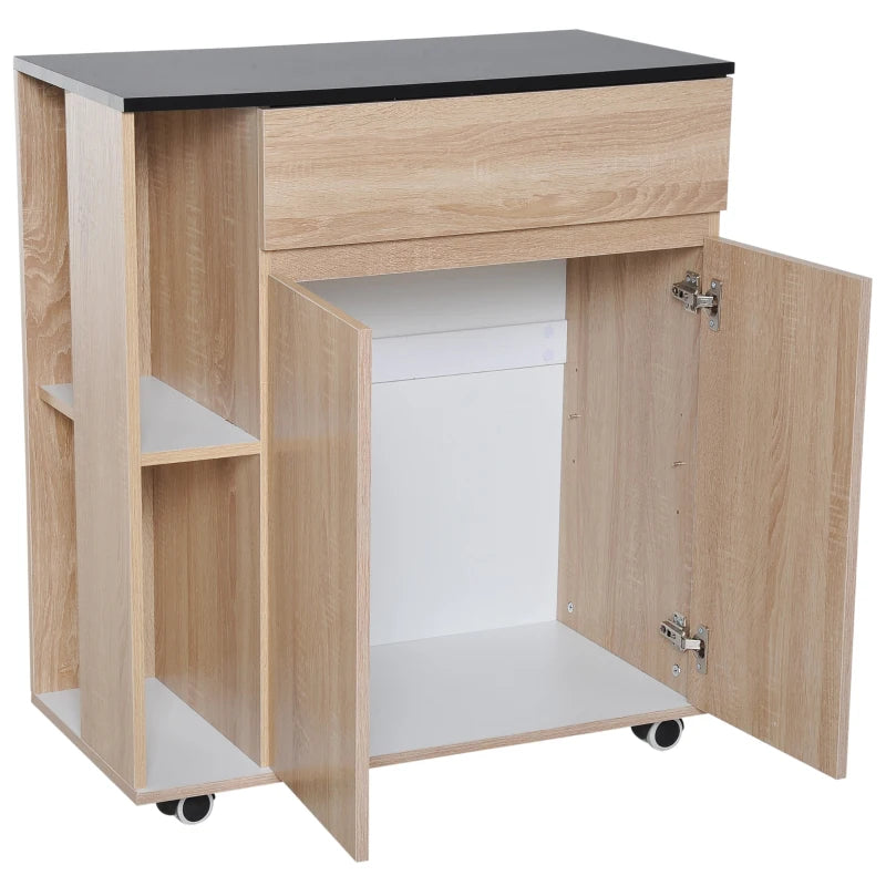 Rolling Kitchen Storage Trolley Cart with Locking Wheels, Cupboard, Shelves, Door & Drawer - Versatile Island Organizer