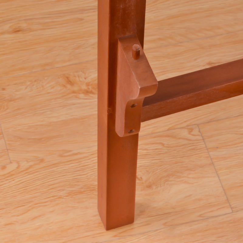 Brown Wooden 2-Seater Foldable Garden Bench with Backrest and Armrest