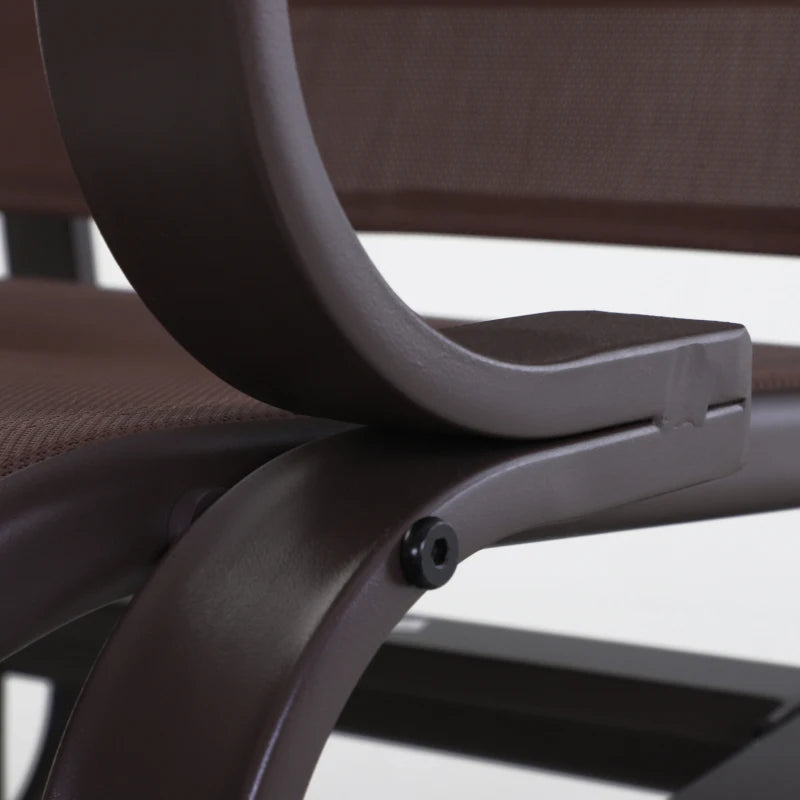 Brown Outdoor Gliding Rocking Chair - Sturdy Metal Frame Garden Swing