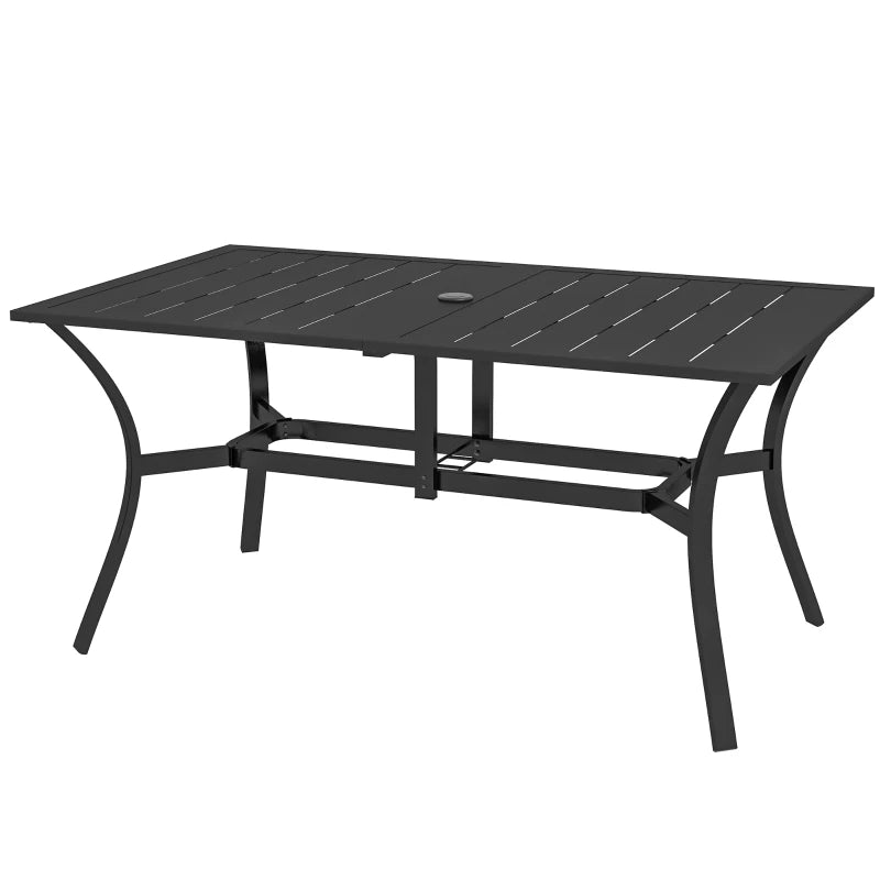 Black Steel Frame Garden Dining Table, 150cm x 90cm