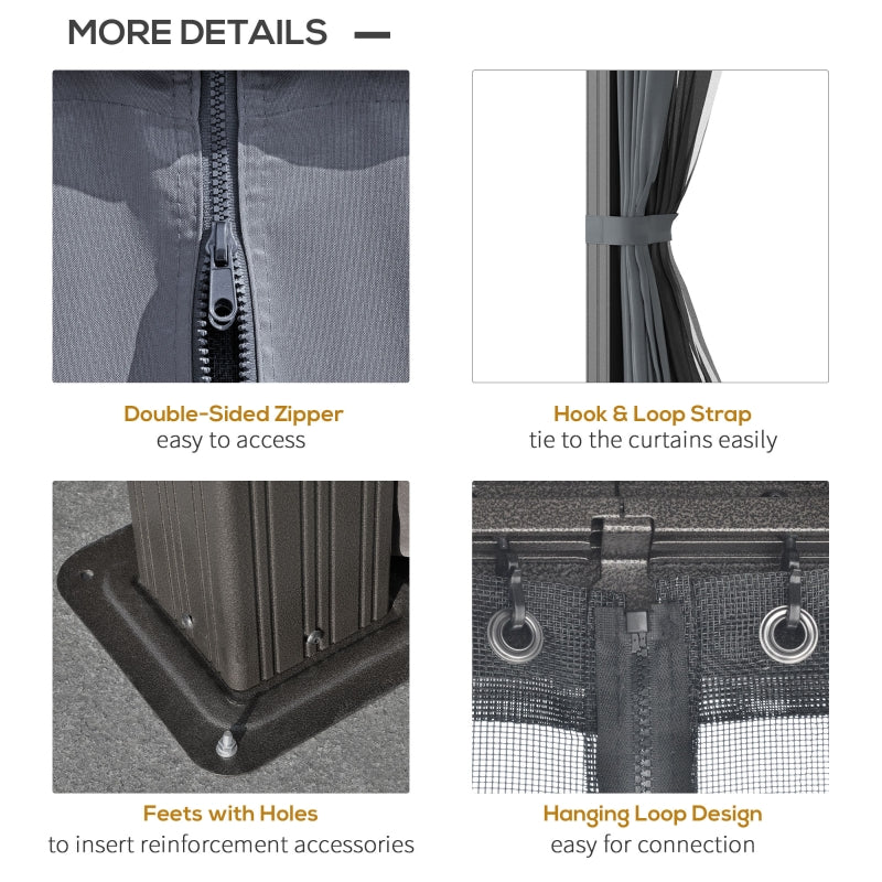 Grey 3m x 3.7m Hardtop Gazebo