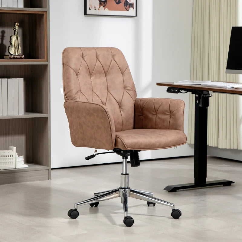 Vinsetto Height Adjustable Microfibre Office Desk Chair with Armrests & Swivel - Stylish Vanity Chair for Home & Coffee Use