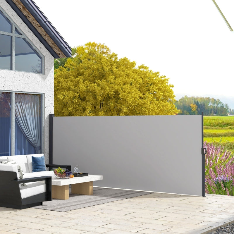 Retractable Side Awning - Outdoor Privacy Screen for Garden, Hot Tub, Balcony, Terrace, Pool - 400 x 180cm - Light Grey