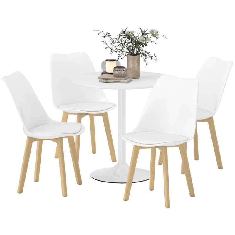 Stylish Five-Piece Modern White Dining Set - Perfect for Contemporary Homes, Includes Table and Four Chairs