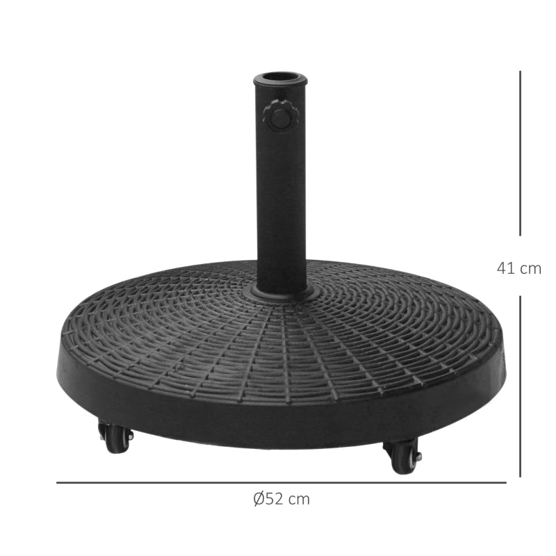 Black Resin Patio Umbrella Base with Wheels