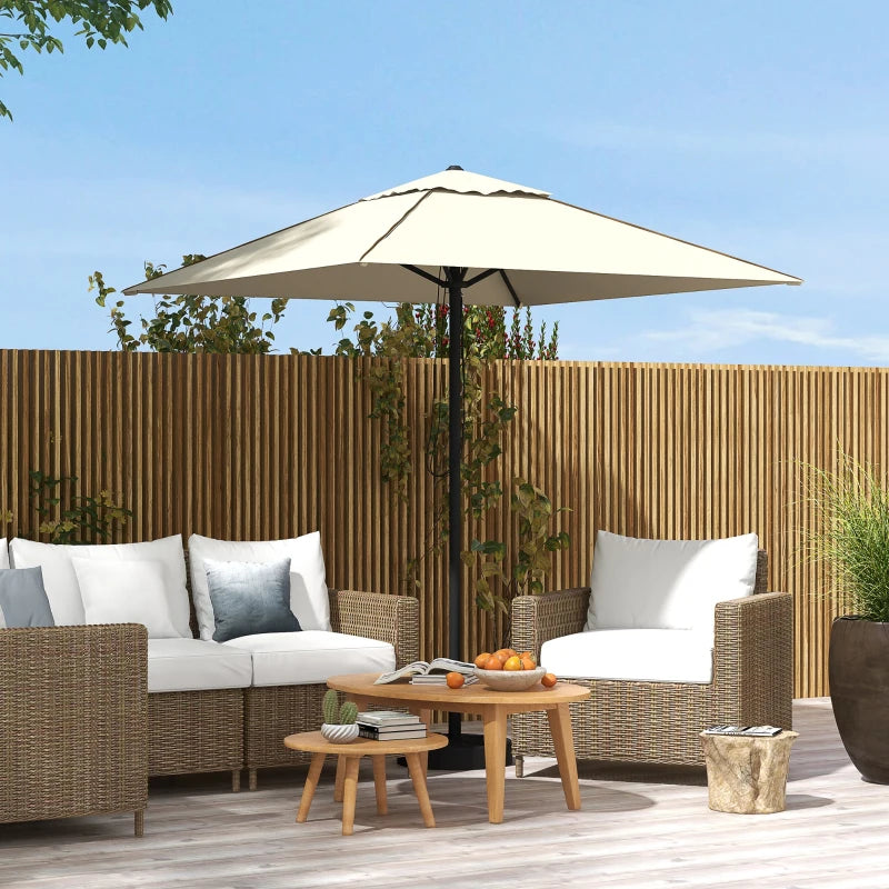Square Beige/Brown Canopy Parasol with Contrast Piping - 215cm