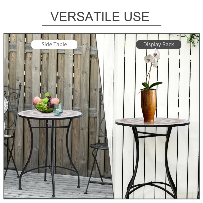 Blue Mosaic Round Bistro Table - Outdoor Patio Furniture