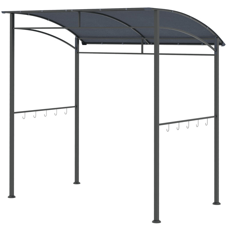 Dark Grey BBQ Grill Gazebo Tent with Metal Frame and Curved Canopy