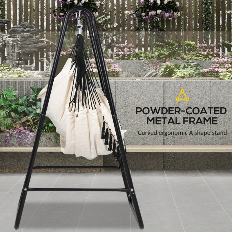 Cream White Hammock Swing Chair with Stand and Cushion