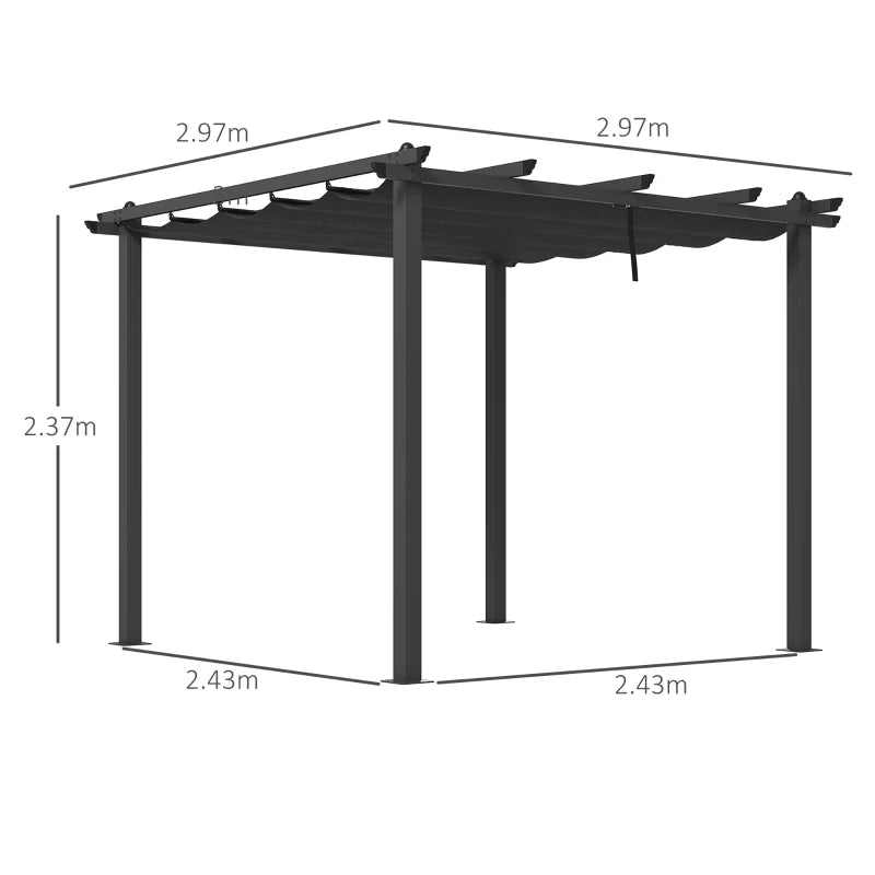 3m x 3m Dark Grey Aluminium Pergola