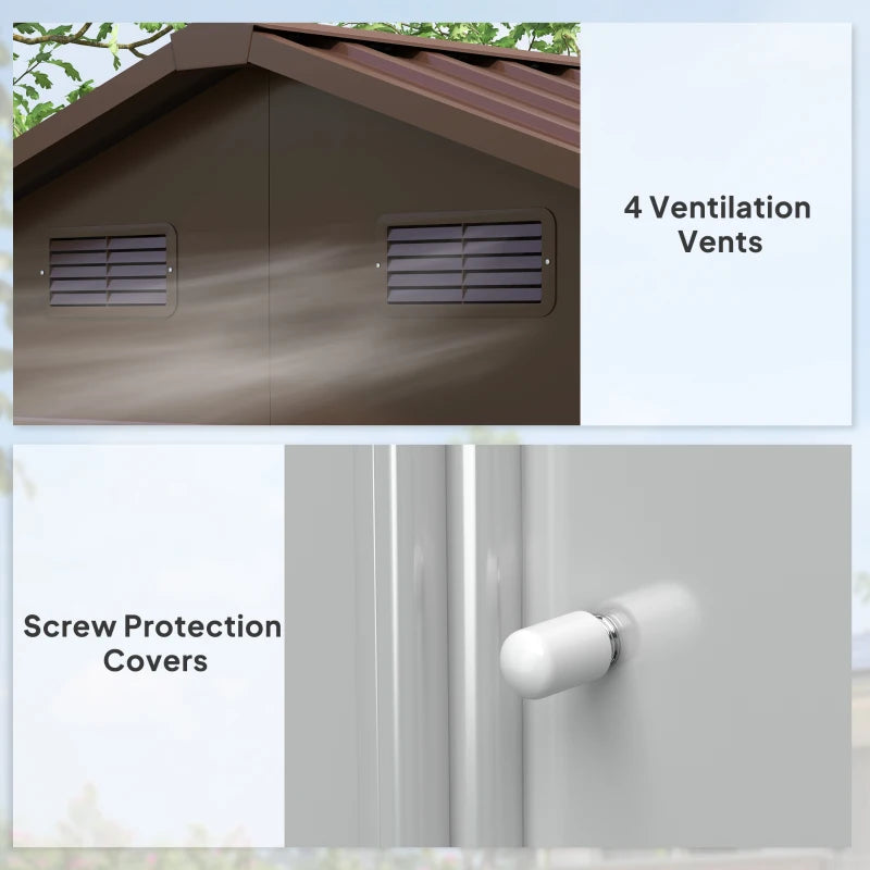 6ft x 8ft Garden Storage Shed with Sliding Door - Durable Brown Wood Effect Outdoor Storage