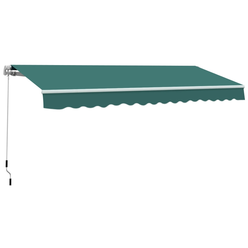 Green 3.5m x 2.5m Manual Retractable Awning - Maximum Projection 2.5m