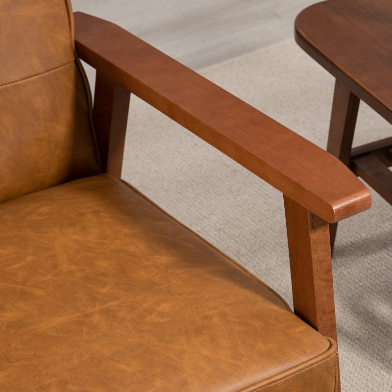 Retro-Style Accent Chairs with Faux Leather Seats - Set of Two in Brown