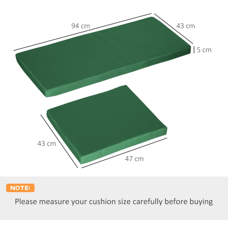 Green Outdoor Seat Cushion Pads for Rattan Furniture - 3 Piece Set, 45x45 cm