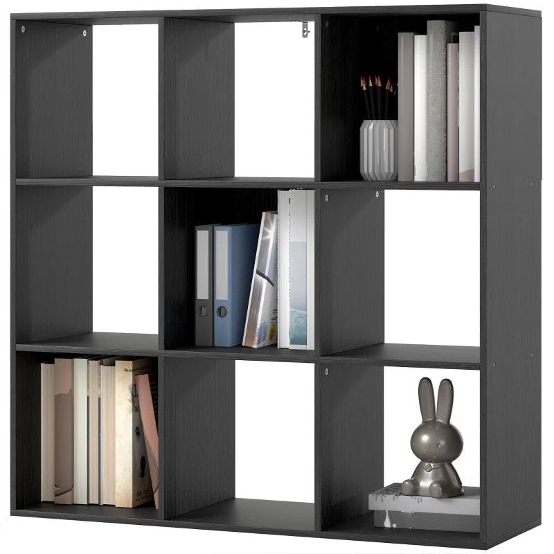 Stylish Nine-Cube Storage Shelf in Black - Versatile Organizer for Home, Office, and Kids' Rooms - Perfect for Storage Solutions