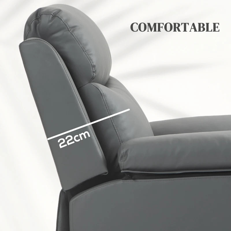 Charcoal Grey Faux Leather Electric Riser Recliner Chair with 70° Recline for Ultimate Comfort