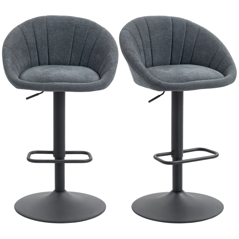 Set of 2 Dark Grey Relaxed Tub Bar Stools - Modern Design for Kitchen & Home Bar Seating