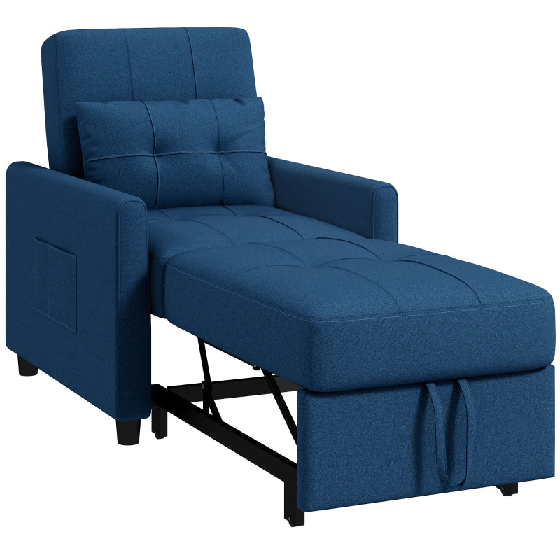 Linen-Look Blue Single Chair Bed for Stylish and Comfortable Seating Solutions