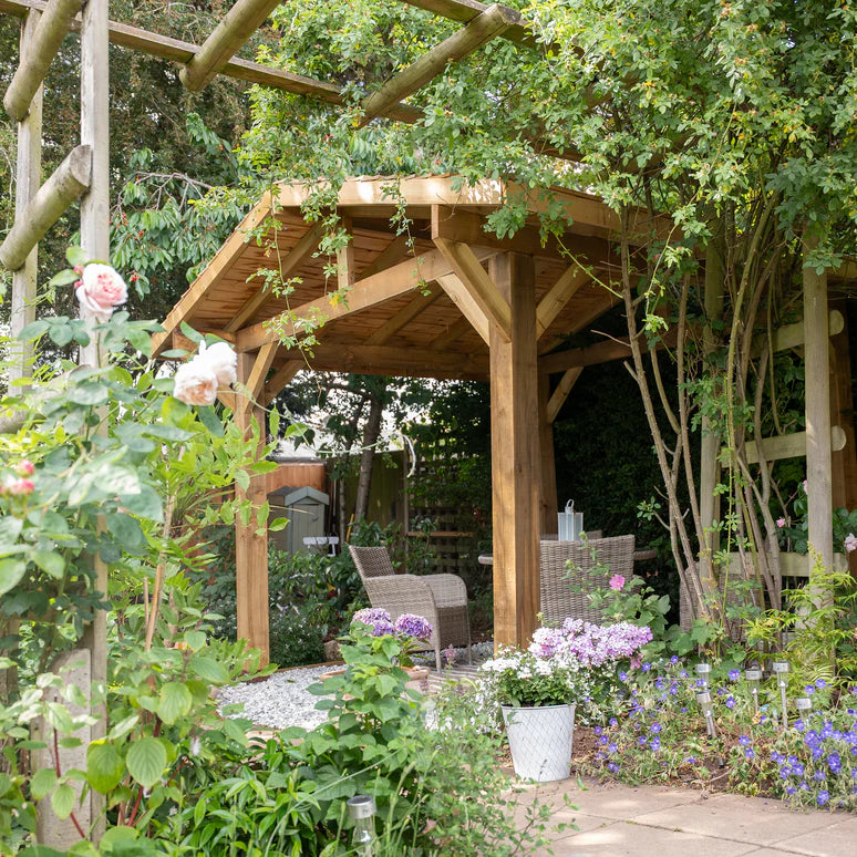 Ruby Wooden Apex Gazebo with Cedar Featheredge Roof – No Overhang Design