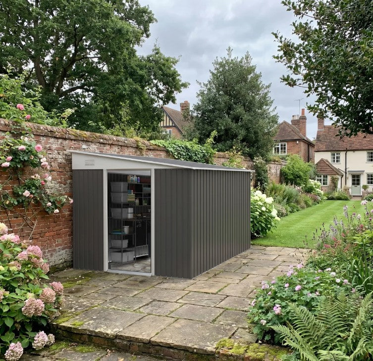 11ft x 9ft Dark Grey Metal Shed with Double Doors
