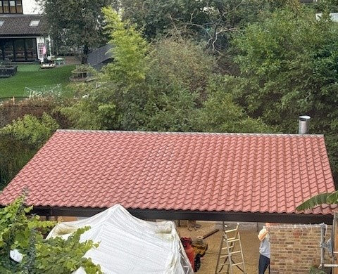 41/1000 Tile Form 0.7mm Thick GreenCoat® Pural Coated Roof Sheet Tile Red