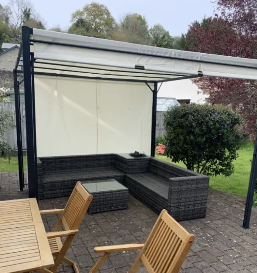 3L x 3W x 2.3H m Cream and Beige Metal Pergola