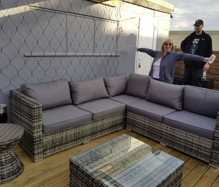 Grey 4 Piece Conservatory Dining Set With Coffee Table