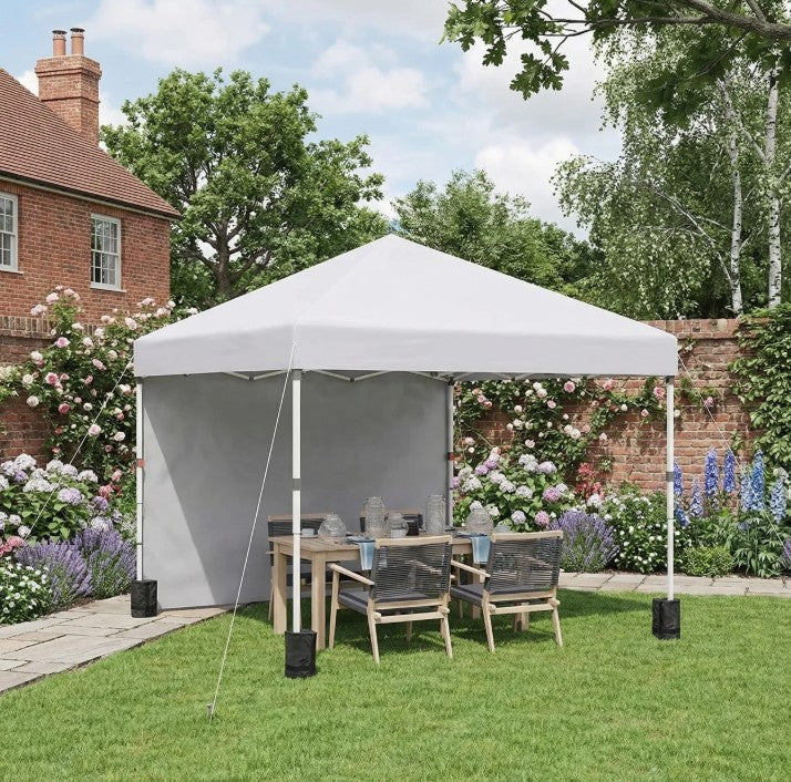 3m x 3m White Pop Up Gazebo with 2 Sidewalls