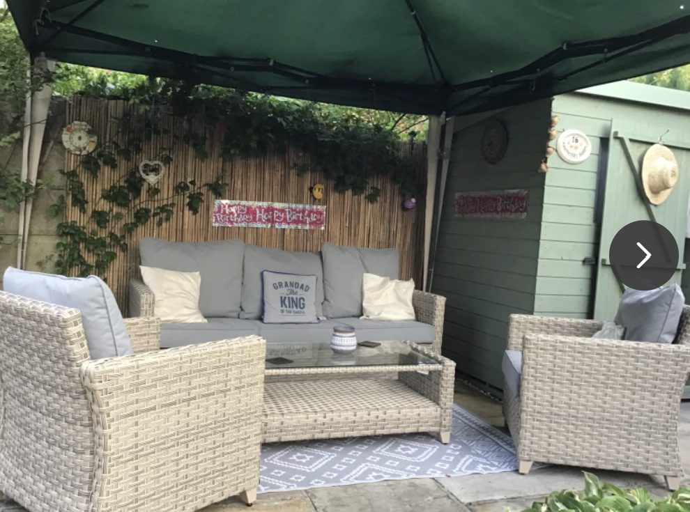 4 Piece Brown Rattan Sofa Set - 3 Seater Sofa and 2 Chairs + Coffee Table
