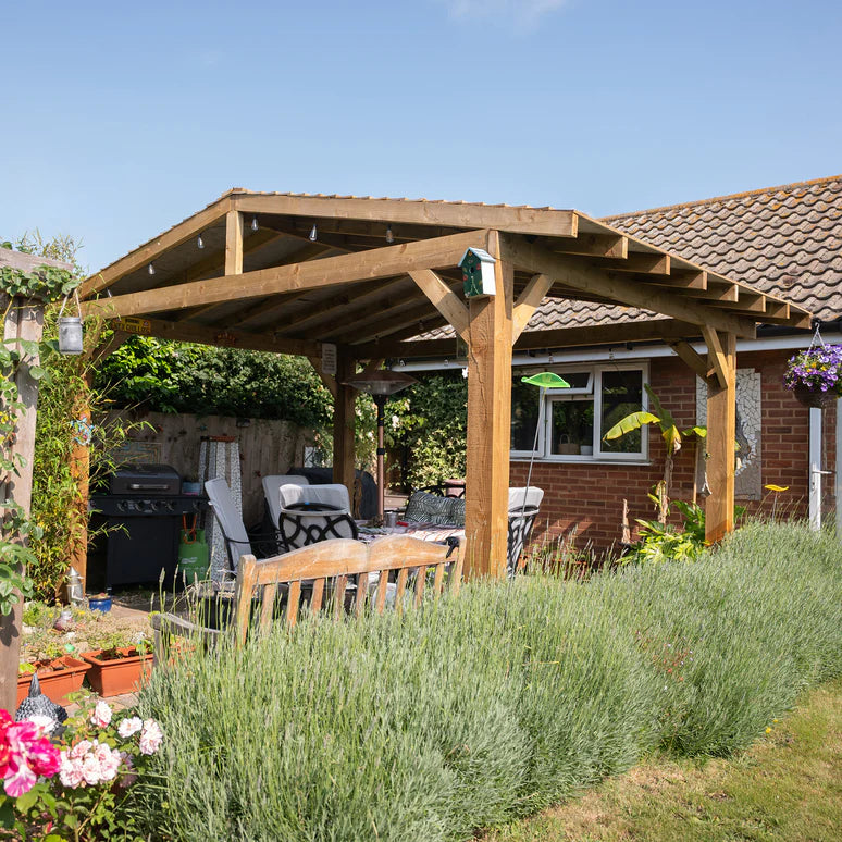 Ruby Wooden Apex Gazebo with Treated Featheredge Roof - Classic Garden Gazebo (No Overhang)