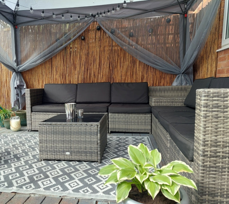 6-Seater Rattan Corner Sofa Set Set With Cushions