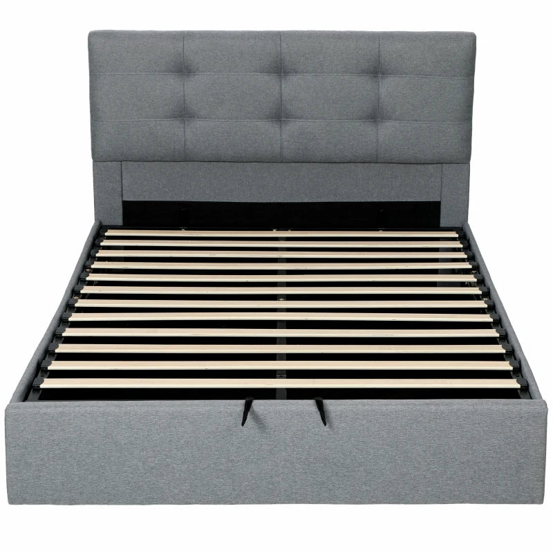 5ft King Grey Ottoman Bed with Gas Lift Storage - Stylish & Space-Saving Design for Modern Bedrooms