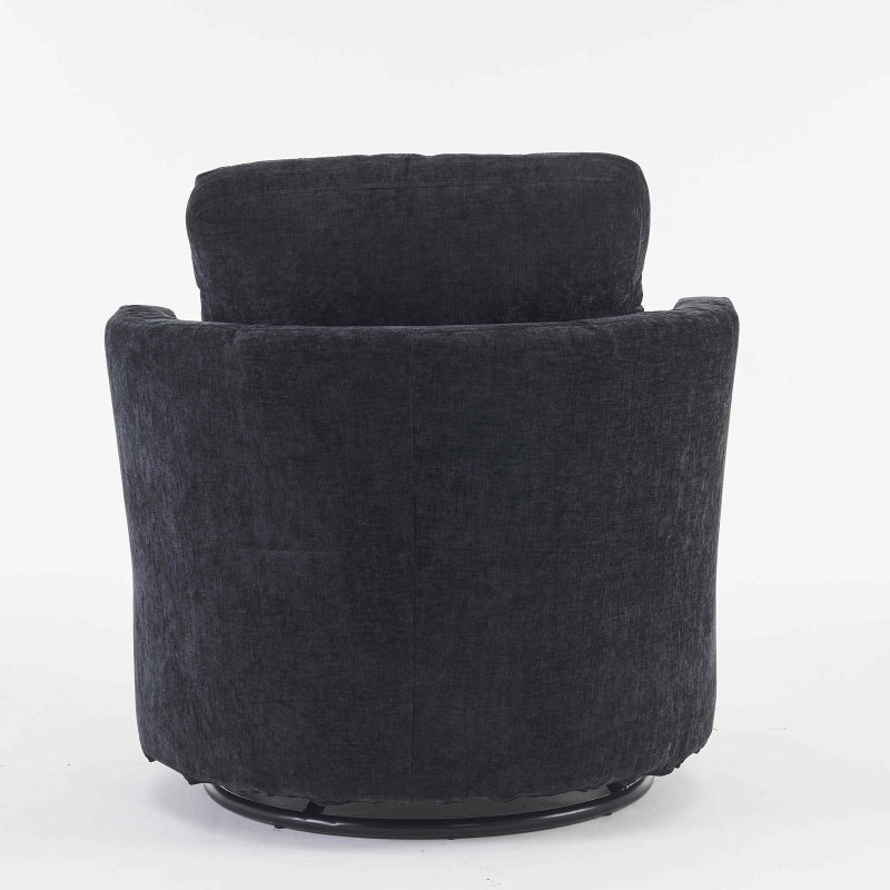 Dark Grey Chenille Swivel Recliner with Back Cushion and Thick Foam Pad, Adjustable Faux Leather, 360° Swivel