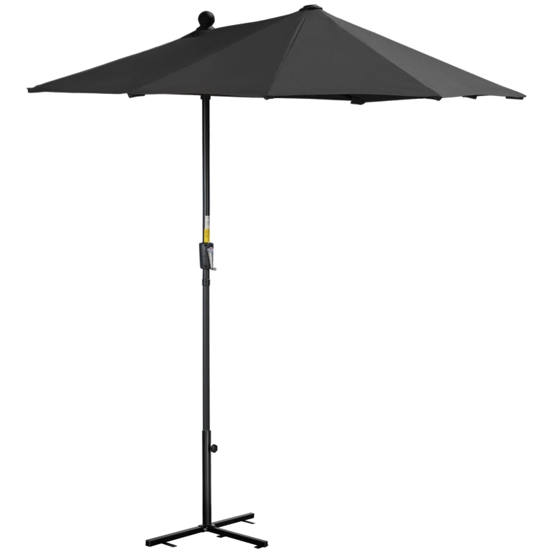 Black 2m Half Market Umbrella with Crank Handle and Base