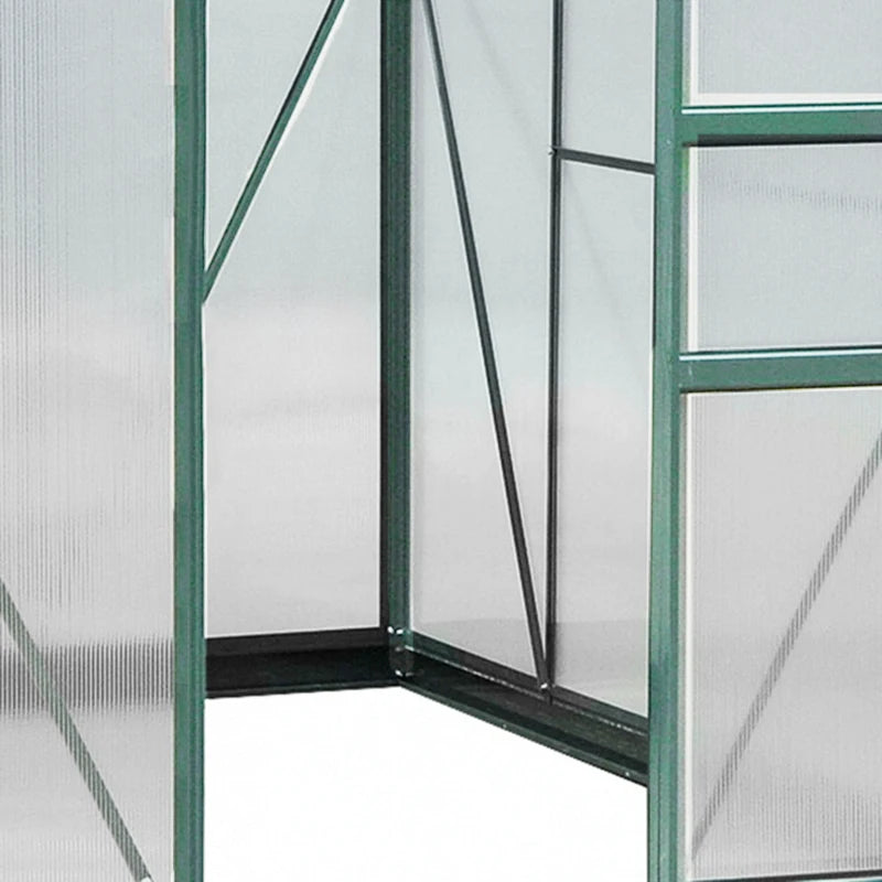 Dark Green 6ft x 8ft Polycarbonate Walk-In Greenhouse with Sliding Door and Window