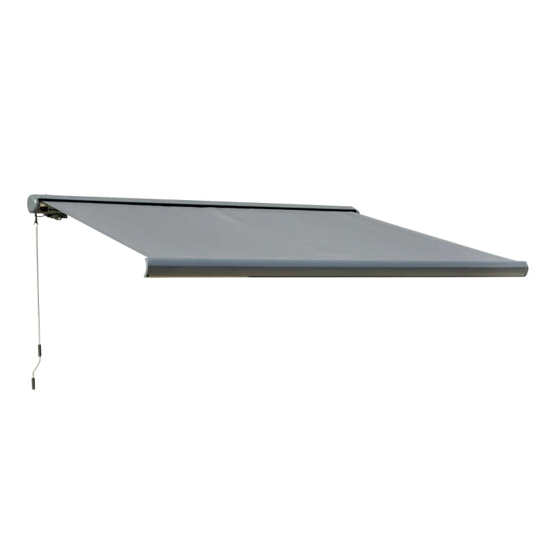 3m x 2.5m Grey Electric/Manual Retractable Canopy With LED Lights - Patio/Shop Awning